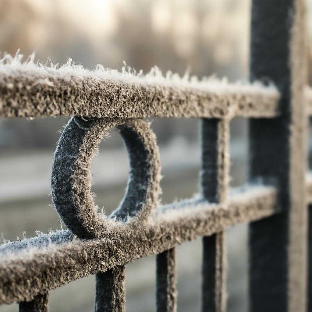 иней на металлических оградах