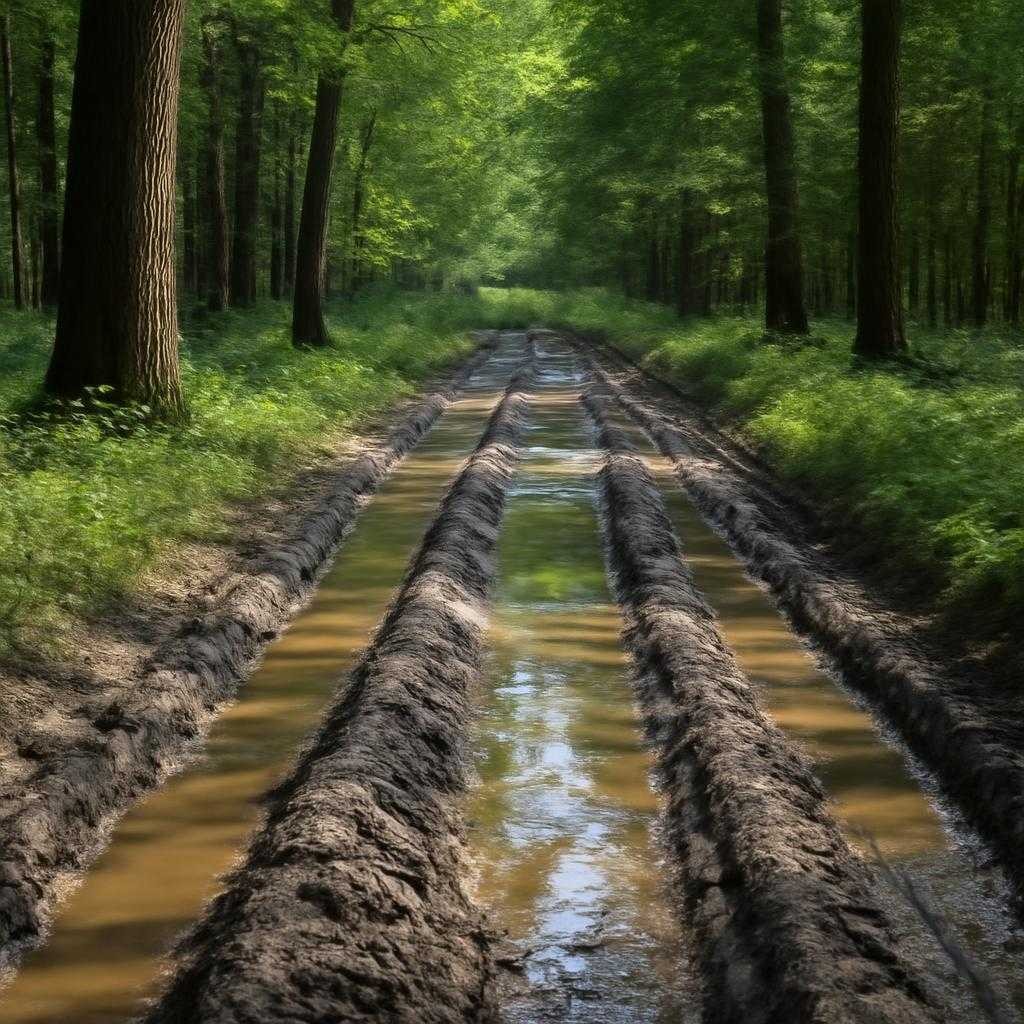 колеи воды на лесных дорогах