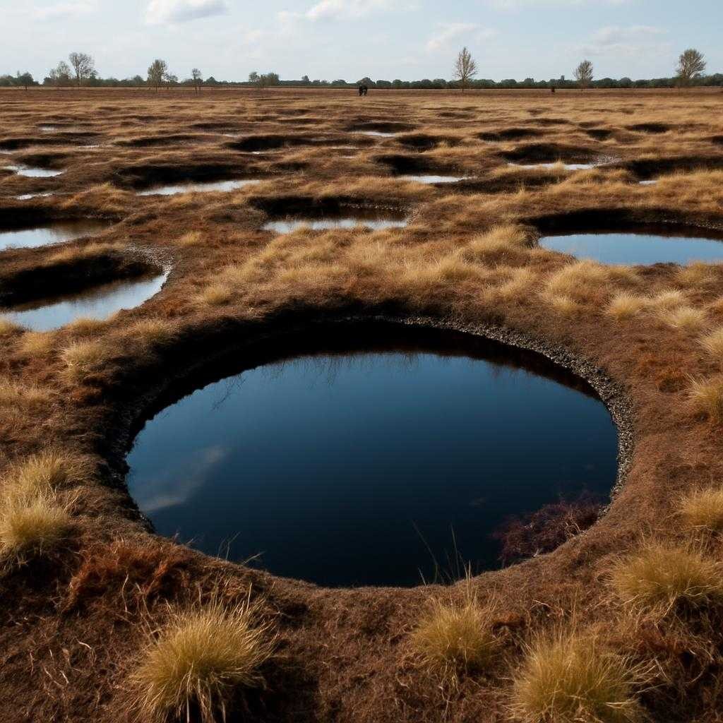 круглые лунки на торфяниках