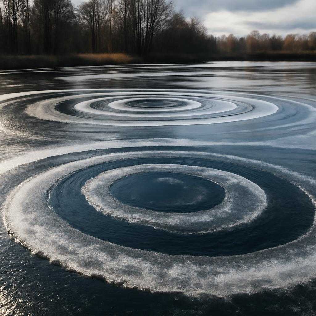круговые ледяные разводы на озёрах