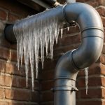Ледяная бахрома на кромках водосточных труб
