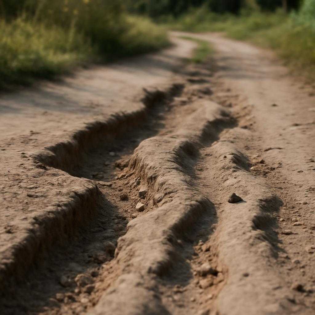 мелкие промоины в грунтовых дорожках