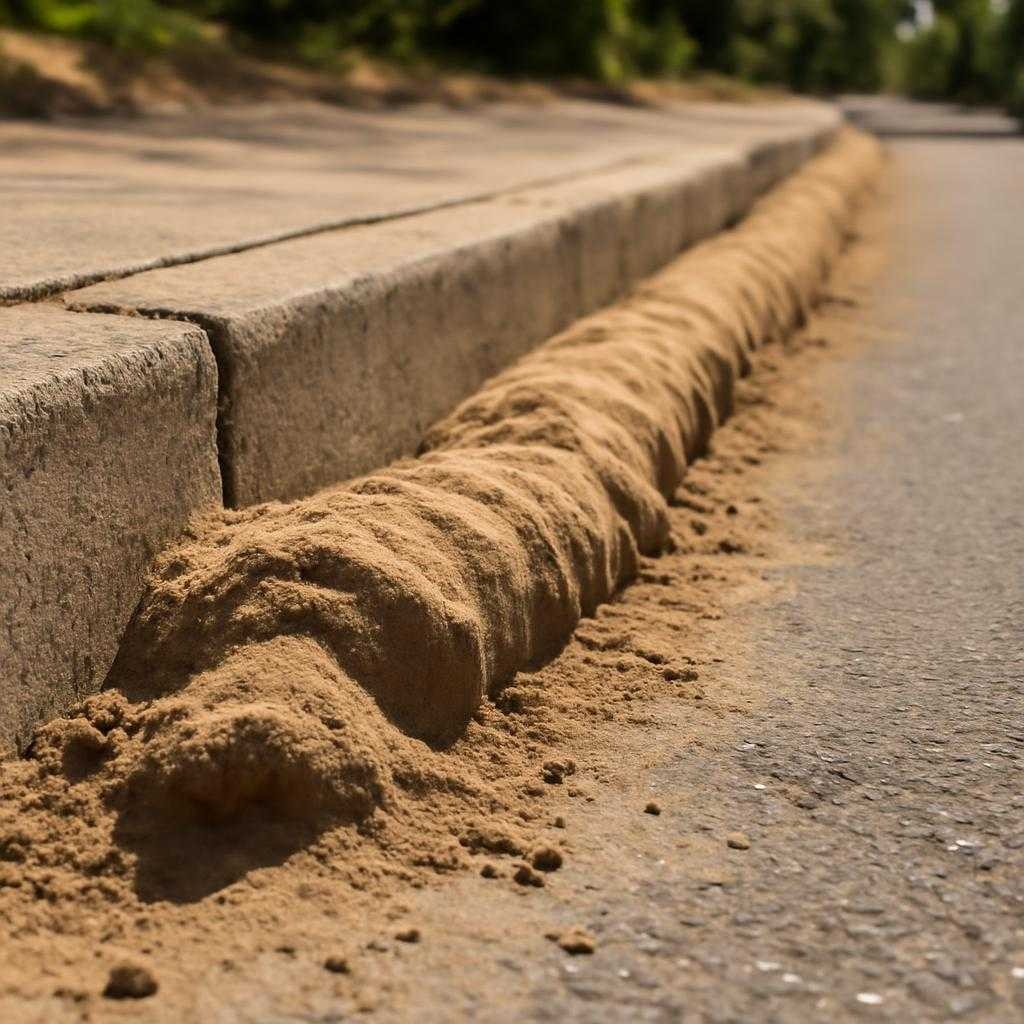 песчаные валики вдоль бордюров