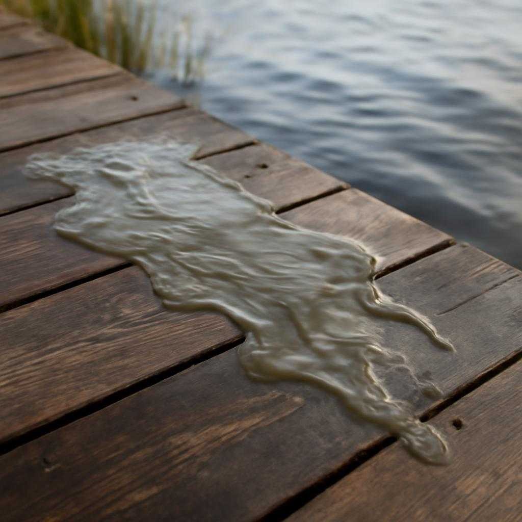 скользкая пленка на мостках у воды