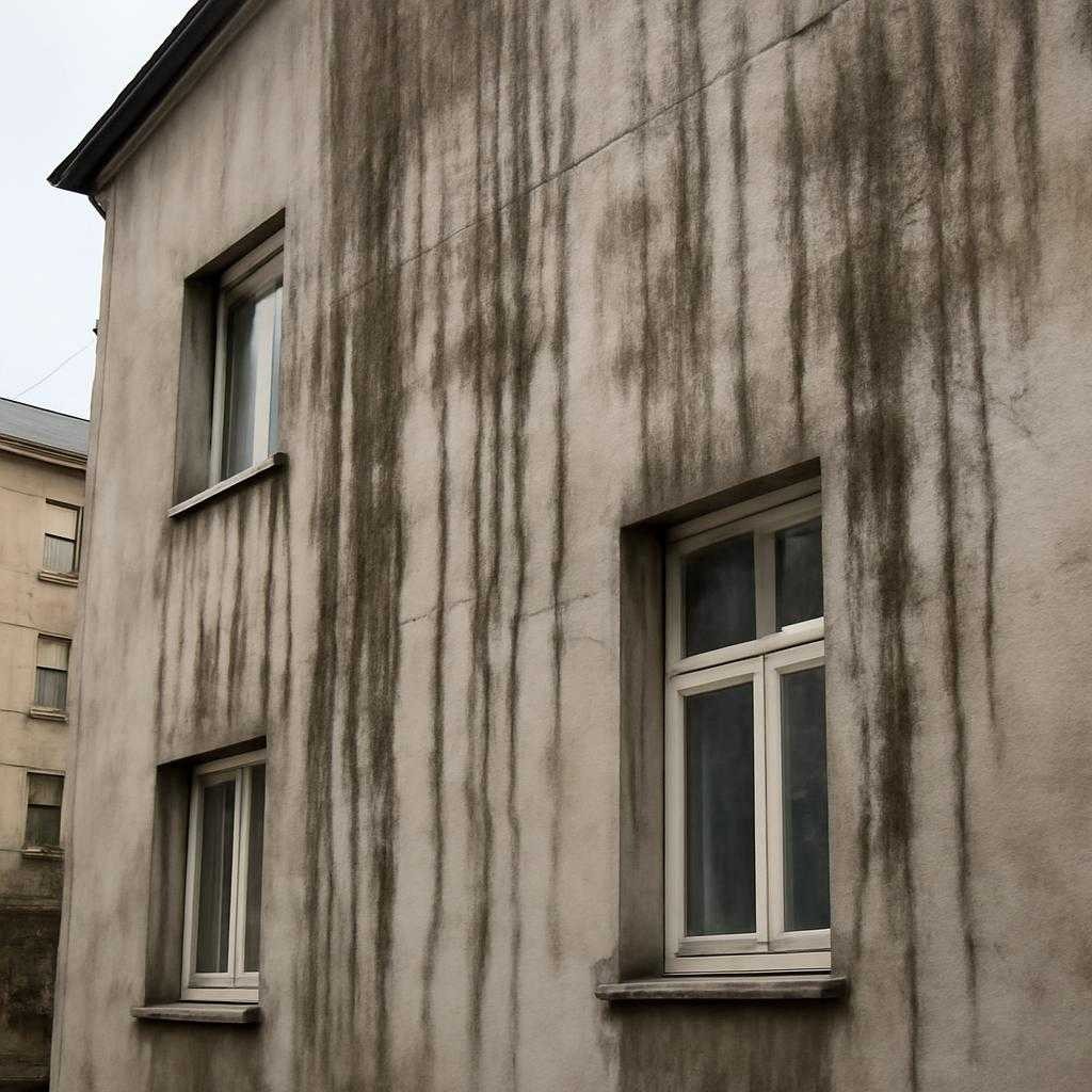следы дождевых потоков на фасадах