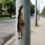 Как туман выявляет дефекты на уличных фонарных опорах