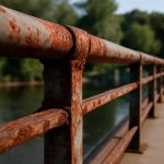 Как ночная сырость выявляет коррозию на металлических перилах мостов
