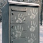 Матовые следы на металлических почтовых ящиках зимой