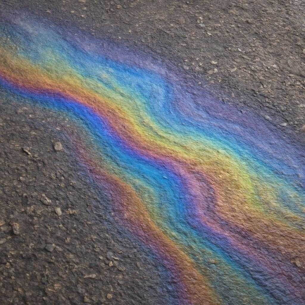 радужные разводы на асфальте
