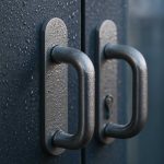 Утренняя роса делает царапины на дверных ручках заметнее