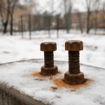 Почему зимой на дворовых болтах проступают ржавые пятна