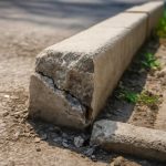 Как мороз выявляет сколы на бетонных бордюрах во дворе