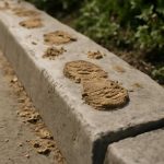 Как дождь выявляет следы глины на бетонных бордюрах