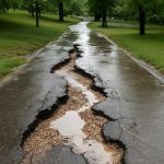 Почему после ливня на асфальтовых дорожках проступают следы ремонта