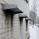 Темные следы под металлическими козырьками зимой и их причины