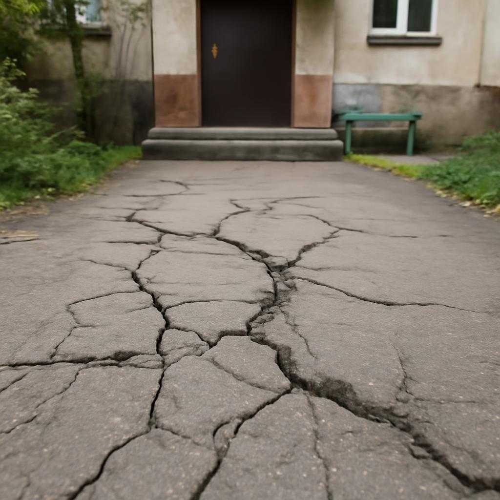 трещины на асфальте у подъезда