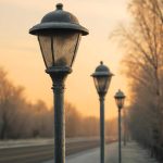 Утренний иней как признак микротрещин на фонарных столбах
