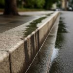 Почему на гранитных бордюрах после снега выступают влажные полосы