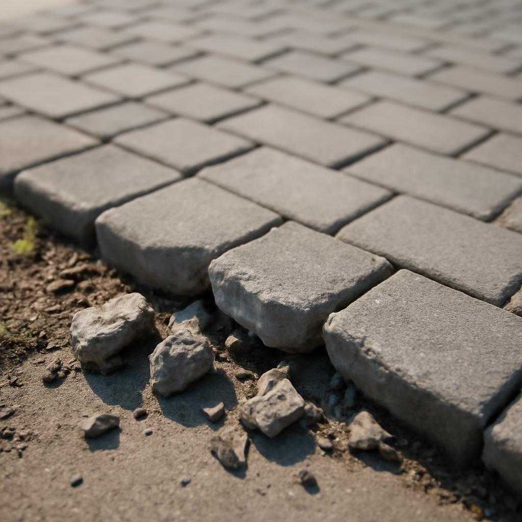 разрушение кромок тротуарной плитки