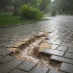 Как весенний ливень вымывает песок из швов тротуарной плитки